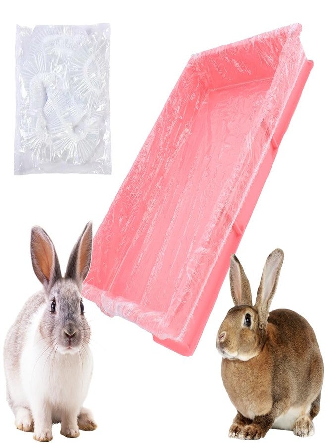 SquEqu 50 Pack Disposable Rabbit Litter Box Liners Disposable Rabbit Cage Cover Liner Waterproof Plastic Wrap for Guinea Pig Training Potty Tray Bunny Litter Pan Trainer Corner Pellet Bedding Toilet - Image 1